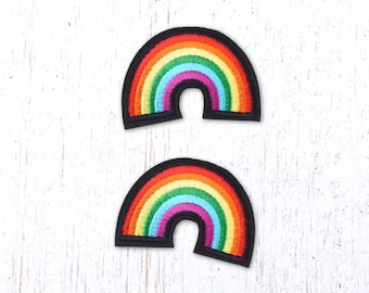 Rainbow patch, 2 pcs, 42x60mm/1.6x2.3" iron-on embroidered appliques, embellishments for clothing