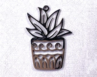 Set of 10 stainless steel charms for jewelry making, potted plant pendant, cute plant charms for resin work, keychains, and earrings 31x22mm