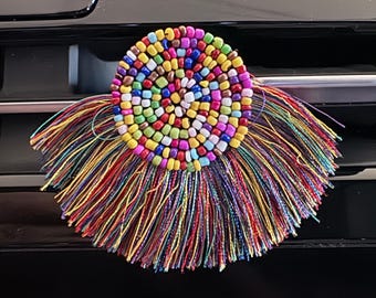 Beaded car vent clip diffuser, colorful boho style air freshener car accessory, use with your favorite essential oils