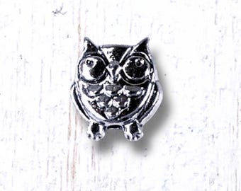 Metal owl spacer beads, tiny bird beads for bracelets, animal shaped alloy beads for jewelry, antique silver 10x9 mm, 1.5mm hole, 20 pcs