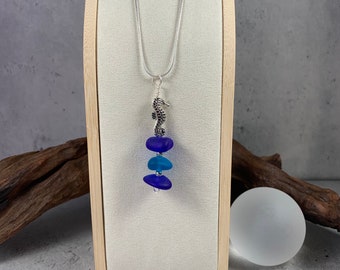 Sea horse seaglass necklace, recycled glass jewelry, beach wedding accessories, bridesmaid gift, simplistic necklace everyday gifts under 30