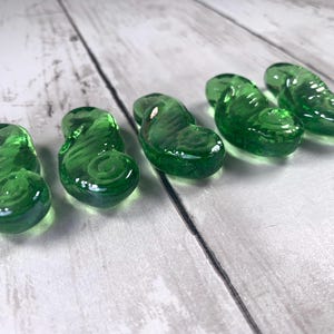 Glass gems scroll accents, mosaic glass, glass garden stones, stained glass supplies, glass cabochons, unique glass gems, 5 pcs