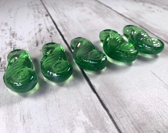 Glass gems scroll accents, mosaic glass, glass garden stones, stained glass supplies, glass cabochons, unique glass gems, 5 pcs