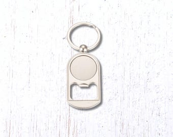 Bottle opener keychain cabochon tray, set of 4 metal pop-off bottle opener bezels, 25mm cabochon setting, DIY groomsmen gifts (B0099)