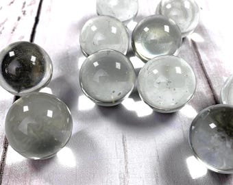 Clear 25 mm marbles, 10 pcs, 1 inch transparent undrilled glass beads with visible blemishes for games, jewelry making (H0244, 0245)