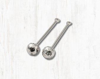 Set of 10 beadable pendant bars, 28mm pins with hammered metal end, add a bead DIY charms, ball head pins for earrings