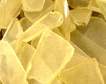 Yellow sea glass for crafts, frosted man-made sea glass for mosaics, flat sea glass pieces, glass on glass art, wedding decor, jewelry, 8 oz