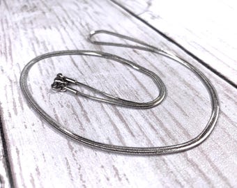 Set of 10 stainless steel 27" necklace chains, 1.1 mm square snake chain with lobster claw clasp, add a pendant bulk necklace making supply