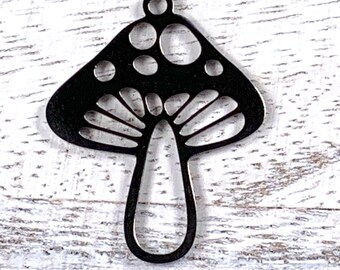 10 stainless steel mushroom charms for jewelry making, laser cut toadstool pendant findings, cottagecore mushroom embellishments 24.5x19.5mm