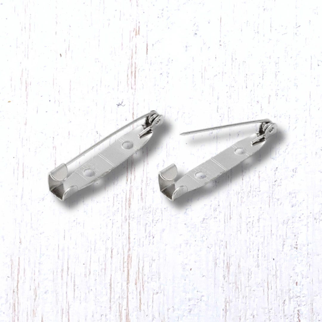 Silver Back Bar Pins With 2 Holes, 10 Pcs, 32x6mm, DIY Brooch Findings ...