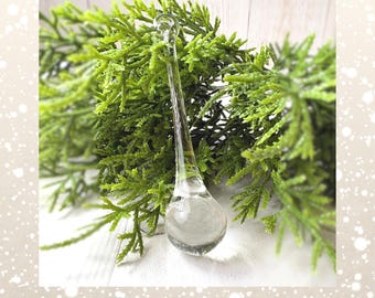 Clear crystal ornaments, +/- 100mm/3.9 in glass raindrops for chandeliers, holiday home and tree decor (J0276)