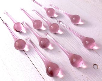 10 pink chandelier crystals, +/- 95mm/3.7 inch glass raindrops for wedding centerpiece, glass ornament for holiday home decor
