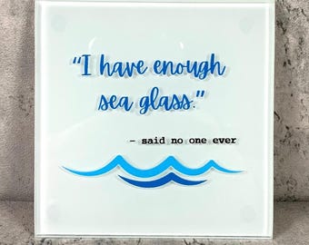Funny glass tile magnet for fridge, sea glass hunting beach lover gift, beach glass beachcomber magnet, seaglass lover gift under 15 dollars