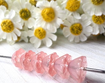 20 glass lotus pod flower beads in salmon pink, 10.5x6.5 mm, waterlily beads for nature inspired jewelry and crafts (A0005)