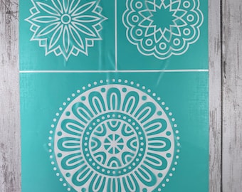 Glass etching stencils, self-adhesive silk screen mandala stencil, stencil for painting, DIY etched glass craft supplies, reusable stencil