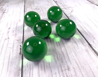 Green 29-30 mm marbles, 1 inch plus transparent undrilled glass beads, marbles for games, marble shooter, solid glass orbs for jewelry, 5 pc