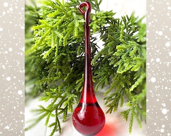 Red crystal ornaments, +/- 100mm/3.9 in glass raindrops for chandeliers, holiday home and tree decor (J0272/274)