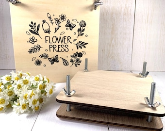 Wooden flower press, flower plant press kit, preserve flowers and plants, DIY kit dried flowers, gift for botanists, gardeners, 5.75" or 7"