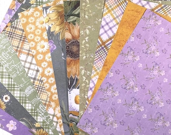 Scrapbook paper pack, 24 pages springtime theme, floral and plaid printed paper for card making, daisy, sunflower, daffodil, 6x6" 12 designs