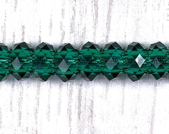 Large hole teal glass faceted beads, 10 pcs teal green faceted no metal core for DIY garden stakes, European glass sparkly beads (C0122)