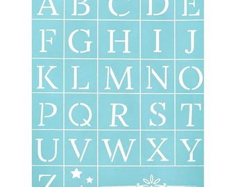 Silk screen stencil, A-Z alphabet patterns, 11x8.5" self-adhesive stencil for painting, etched glass, wood burning cream, reusable