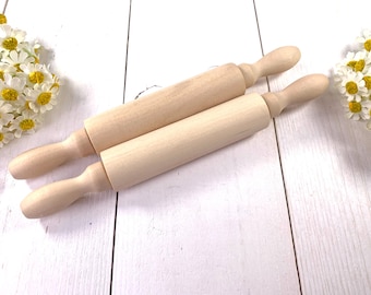 2 mini rolling pins, 7.8" rolling tool for clay crafts, fondant, dough roller tool for kids, blank for DIY farmhouse crafts, wood burning