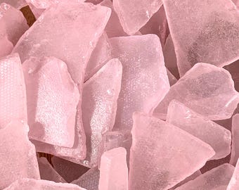 Pink sea glass for crafts, flat sea glass pieces, frosted man-made sea glass for mosaics, glass on glass art, wedding decor, jewelry, 8 oz