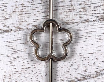 Alloy bead frames, flower shaped silver bead frames fit 6-7mm beads, floral beads with 1.5mm hole, unique jewelry findings, 14mm, 20 pcs