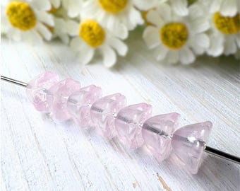 20 glass lotus pod flower beads in soft pink, 10.5x6.5 mm, waterlily beads for nature inspired jewelry and crafts (A0005)