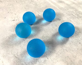 Aqua sea glass style marbles, 5pcs, +/-22mm cultured sea glass orbs for coastal decor, games, jewelery, vase filler (I0259)
