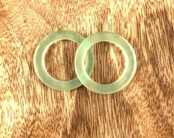 Sea glass style circle ring beads, 2 pcs, 27mm large hole glass beads, beach style linking rings for jewelry making, CLOSEOUT