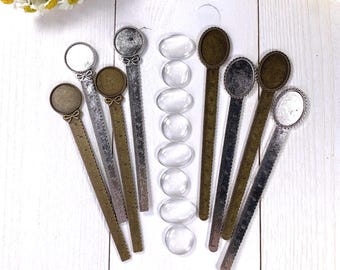 Bookmark making kit, DIY bookish gifts for book lovers, ladies craft night kit, cabochon frame bookmark, metric ruler bezel trays, 8 sets