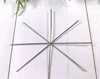 Set of 5 beadable snowflake blanks, 10cm/3.9" wire forms for DIY beaded ornaments, wintertime craft for adults, metal snowflake frame base