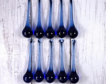 10 blue chandelier crystals, glass raindrops for wedding centerpiece, glass ornament for holiday home decor, sun catcher, +/- 100mm/3.9 inch