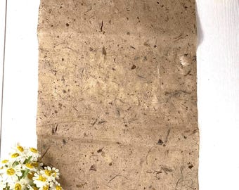 Natural mulberry paper, 10pcs lightweight brown fiber paper, 8x14" sheets, rustic paper for invitations, collage, scrapbooking, calligraphy
