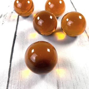 Deep orange 29-30 mm marbles, 5 pcs, 1 inch+ transparent undrilled glass beads, marbles for games, vase filler, jewelry (H0230)