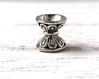 50 pcs double-sided bead caps, antique silver hourglass shape caps, flower petal design spacer bead for beadable pens, jewelry (M0330/1)