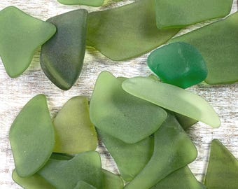 20 pieces machine tumbled sea glass for sea glass art, .75 - 1" irregular curved shapes, recycled frosted glass for crafts, jewelry, mosaics