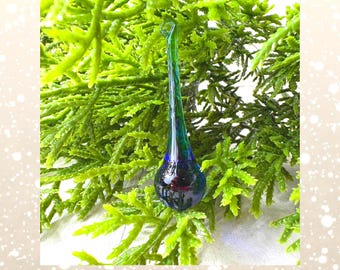 10 blue glass drop ornaments, 50mm teardrop pendant for raindrop earrings, water droplet jewelry, chandeliers (J0279)