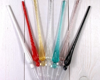 Glass calligraphy pen, lampwork twisted glass dip pen for invitations, elegant glass fountain pen gift for writers and calligraphers, 7.5"