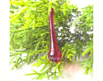 10 red glass drop ornaments, 50mm teardrop pendant for raindrop earrings, water droplet jewelry, chandeliers (J0277)