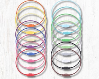 Beadable cable for DIY tumbler cup charms, set of 10 or 32, 15.5cm, steel cable wire keychain with twist open ends, wire rings for crafts