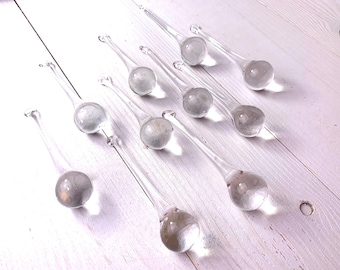 10 clear chandelier crystals, +/- 100mm/3.9 in glass raindrops for wedding centerpiece, glass ornament for holiday home and tree decor