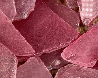 Rosy red sea glass for crafts, 8 oz flat frosted man-made sea glass for mosaics, glass on glass art, wedding decor, table scatter, CLOSEOUT