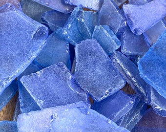 Blue sea glass for crafts, flat frosted man-made sea glass for vase fillers, beachy decor, mosaics, glass on glass art, wedding decor, 8 oz