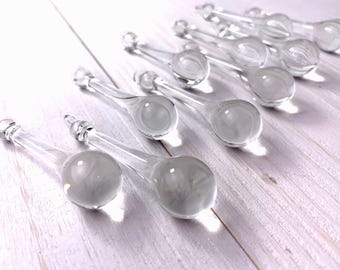 Clear glass raindrop pendants, 10 pcs, 50mm teardrop pendants for jewelry, chandelier crystals, tree ornaments