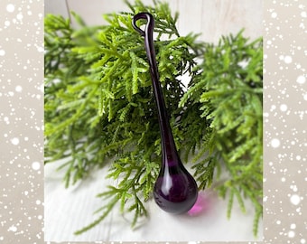 Purple crystal ornaments, +/- 100mm/3.9 in glass raindrops for chandeliers, holiday home and tree decor (J0280)