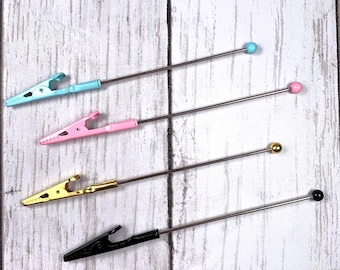 Set of 5 beadable blank bracelet helpers, DIY beaded card clip, beadable blanks for handmade gifts, make your own card clips, craft supplies
