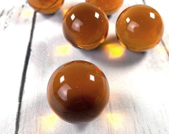 Deep orange 29-30 mm marbles, 5 pcs, 1 inch+ transparent undrilled glass beads, marbles for games, vase filler, jewelry (H0230)