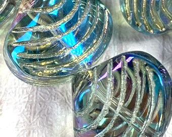 Glass clam shell beads, 32 or 50 pcs, 14x11 mm, ocean themed seashell beads for necklace bracelet, beachy jewelry making beads (A0047)